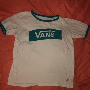 Small white and blue Vans tee